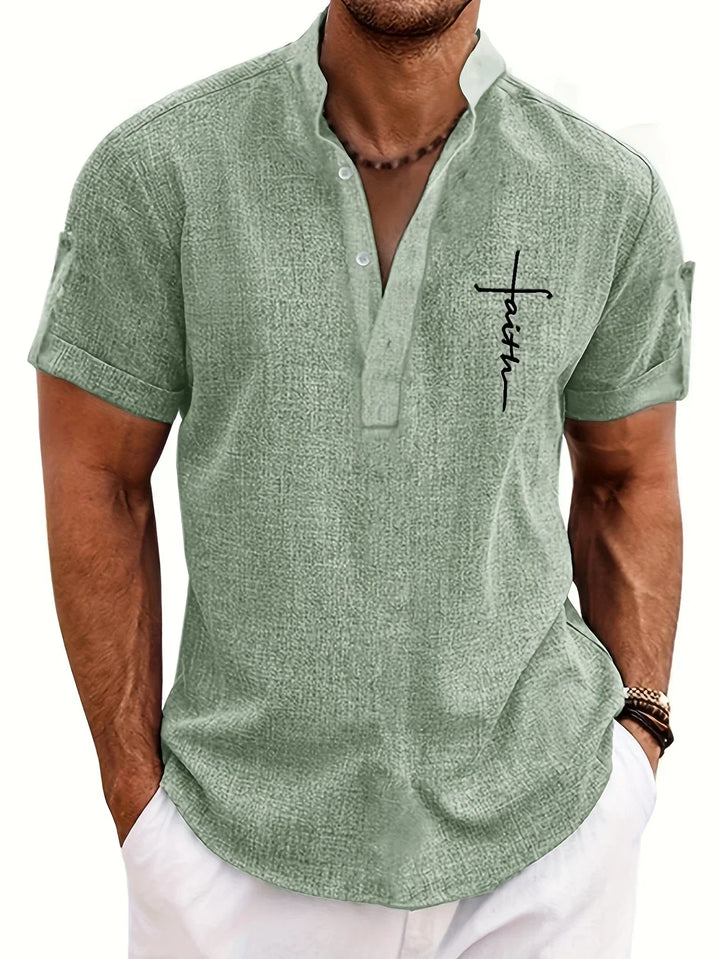 Laurent™ | Chemise Élégante À Manches Courtes Et Col Montant