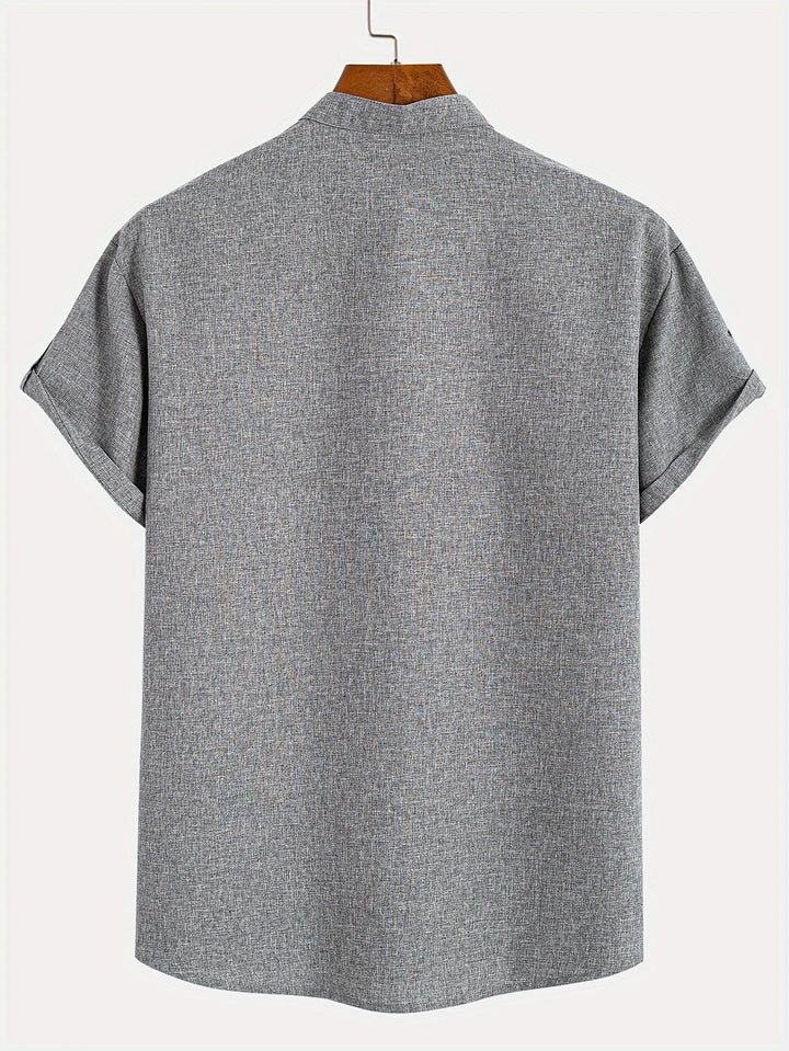 Laurent™ | Chemise Élégante À Manches Courtes Et Col Montant
