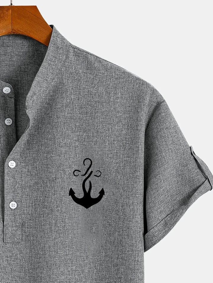 Laurent™ | Chemise Élégante À Manches Courtes Et Col Montant