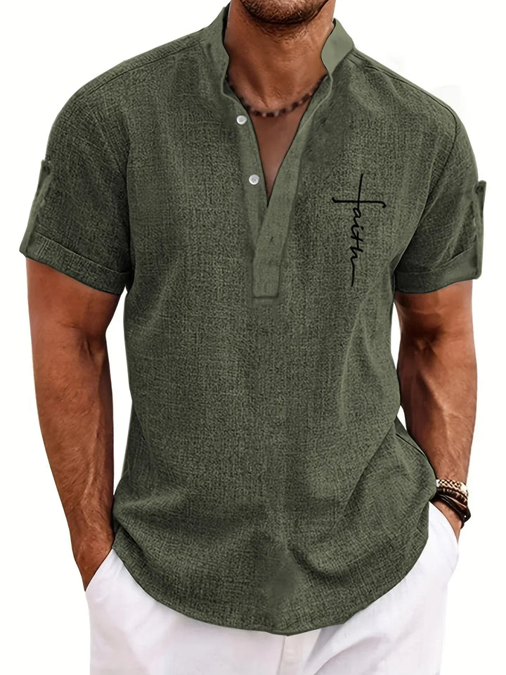 Laurent™ | Chemise Élégante À Manches Courtes Et Col Montant