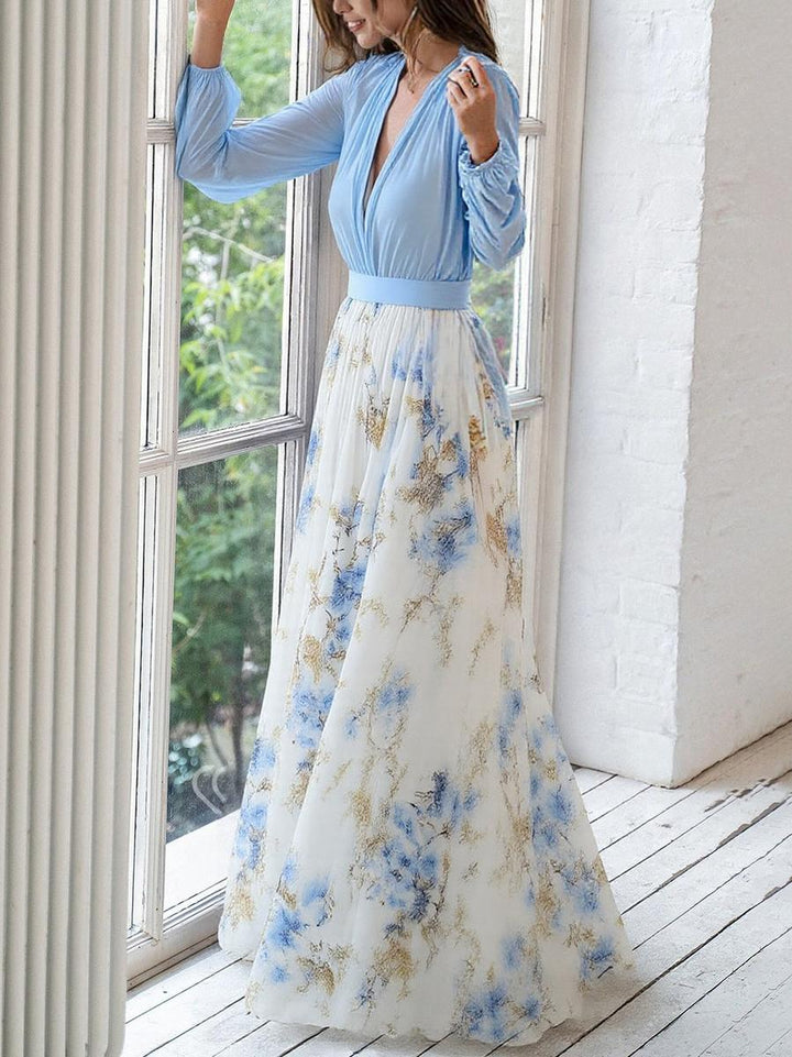 Robe Maxi Magnifique avec Imprimé Floral