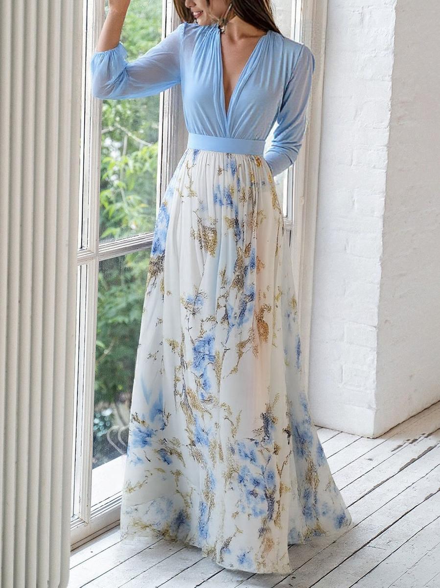 Robe Maxi Magnifique avec Imprimé Floral