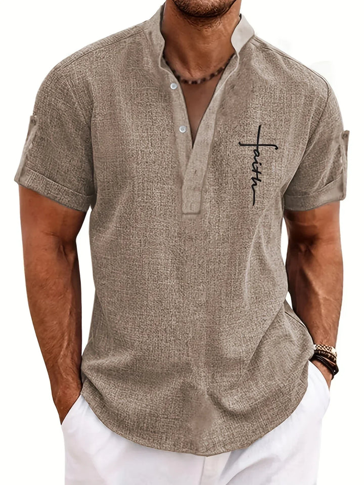 Laurent™ | Chemise Élégante À Manches Courtes Et Col Montant