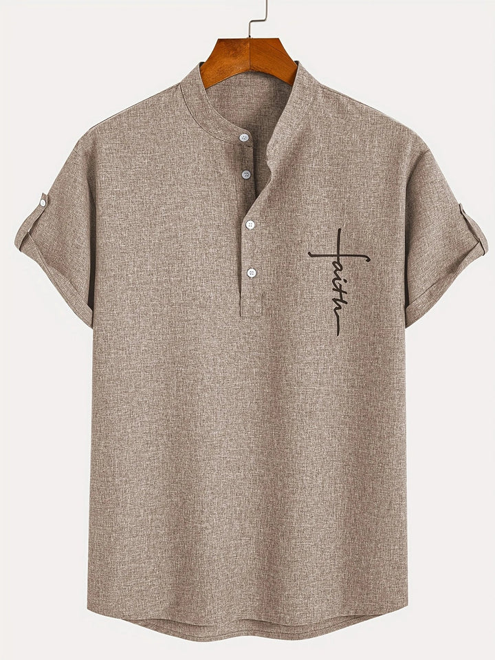 Laurent™ | Chemise Élégante À Manches Courtes Et Col Montant