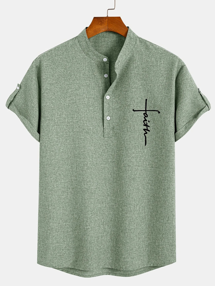 Laurent™ | Chemise Élégante À Manches Courtes Et Col Montant