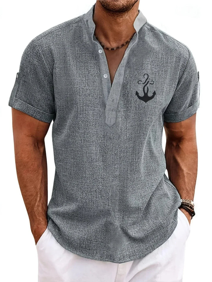 Laurent™ | Chemise Élégante À Manches Courtes Et Col Montant