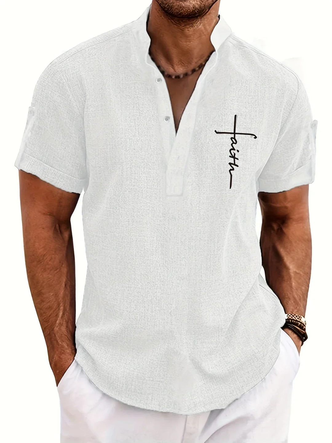 Laurent™ | Chemise Élégante À Manches Courtes Et Col Montant