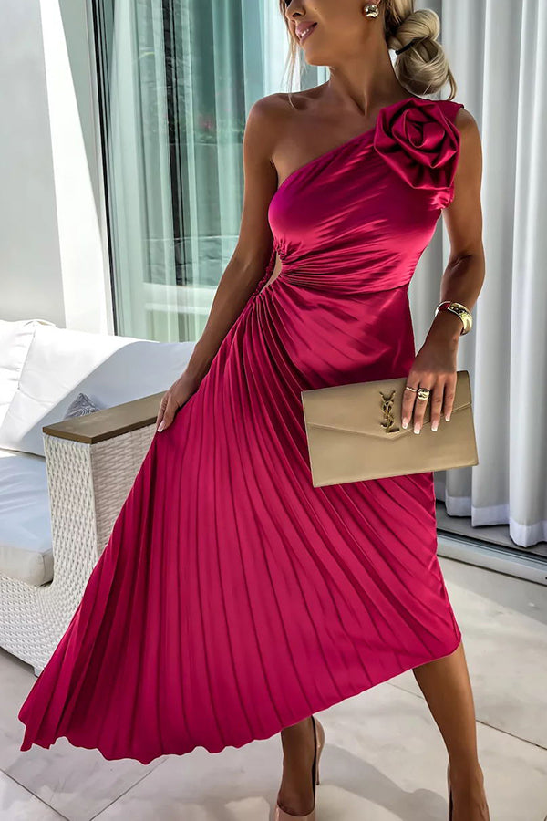 Eya™ | Élégant Robe Maxi Fleurie à Une Épaule