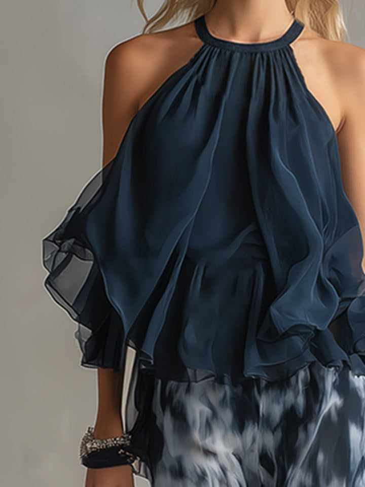 Roxane™ | Ensemble Chiffon Élégant Col Montant
