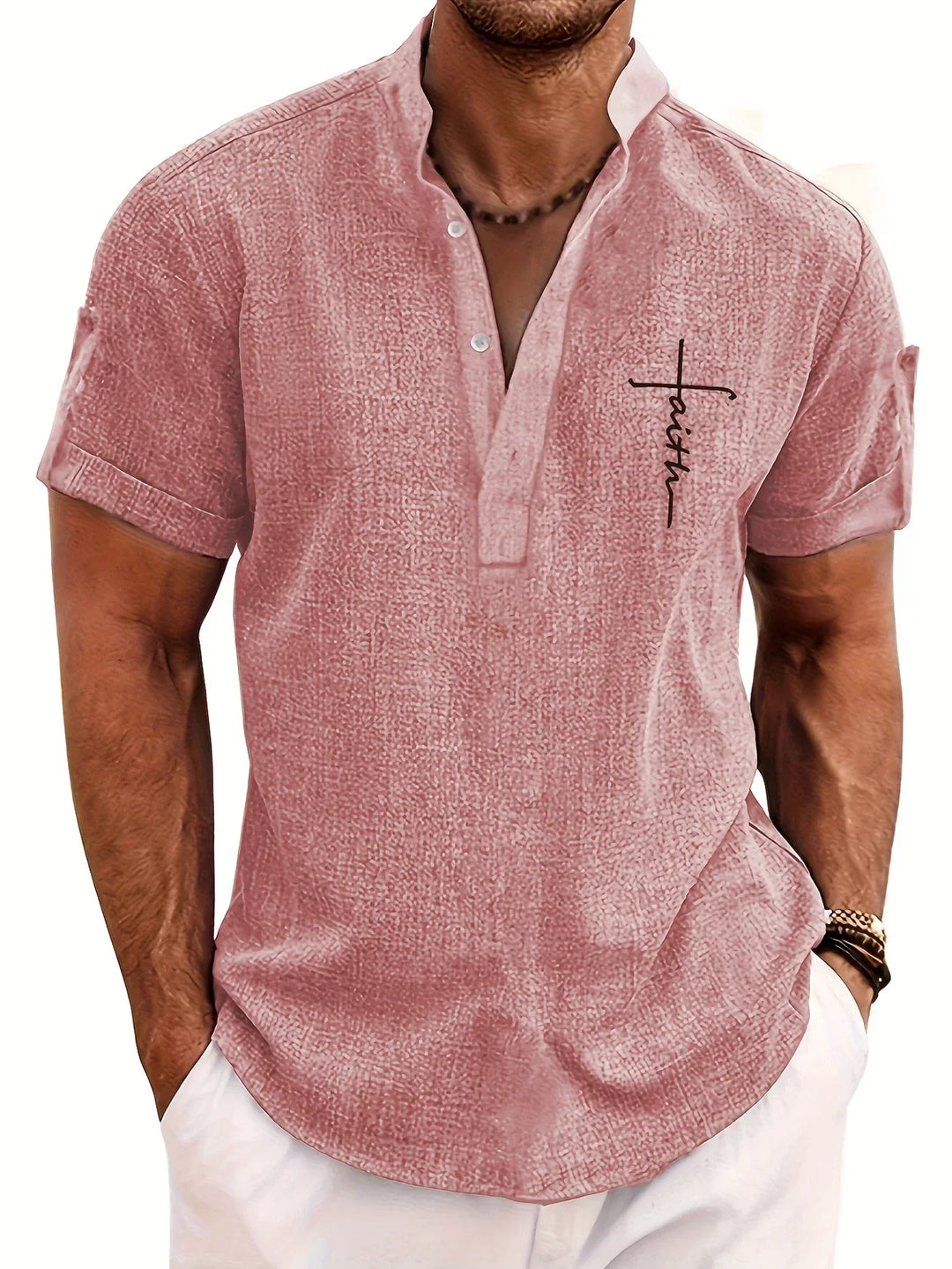 Laurent™ | Chemise Élégante À Manches Courtes Et Col Montant