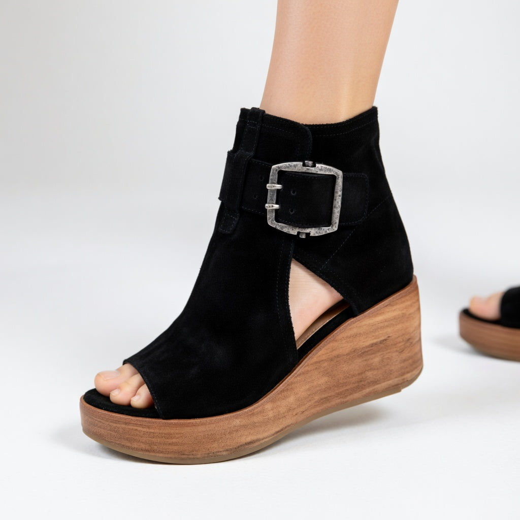 Zélie™ | Bottines Compensées Pointe Ouverte Moderne