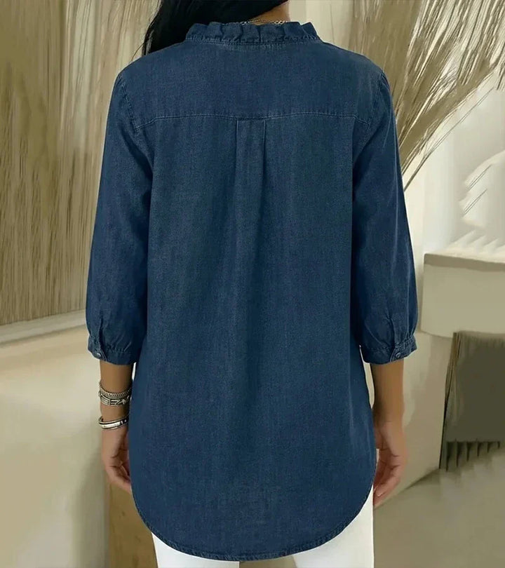 Léa™ | Blouse Fluide Col V Volanté