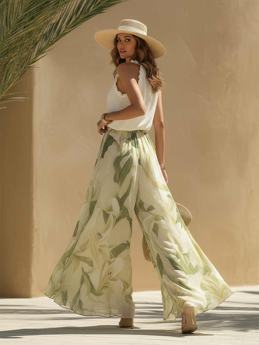 Charlotte™ | Ensemble Fluide Imprimé Lys Élégant