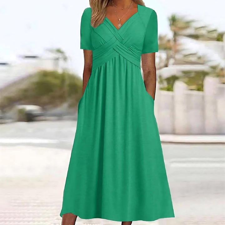 Julia™ | Robe Midi Élégante Coupe Trapèze