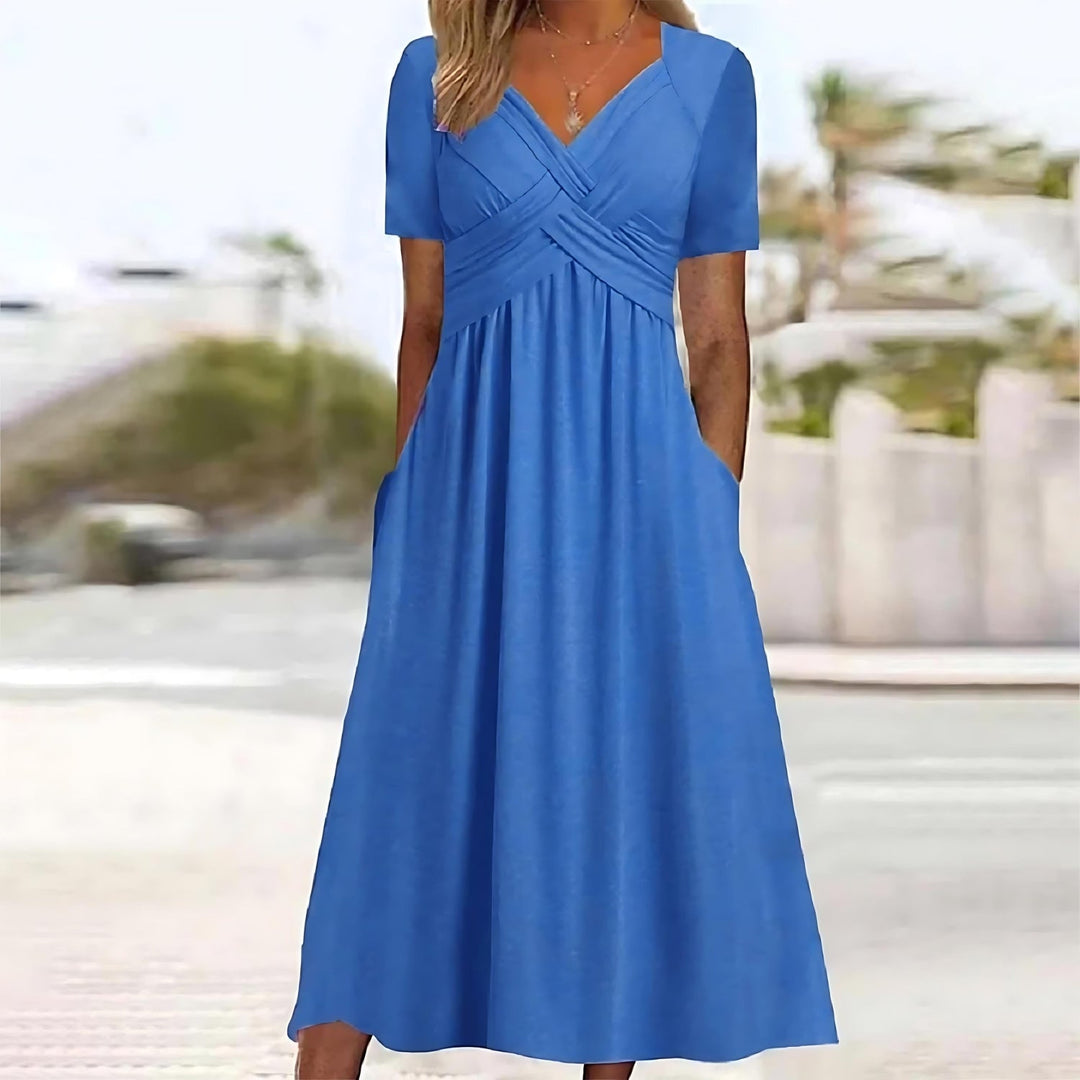 Julia™ | Robe Midi Élégante Coupe Trapèze