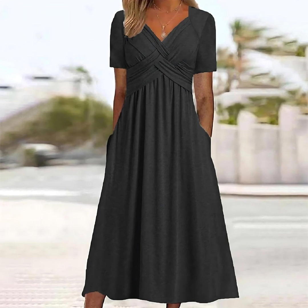 Julia™ | Robe Midi Élégante Coupe Trapèze