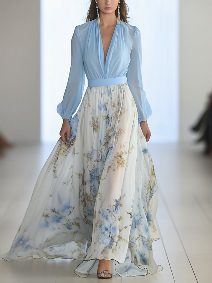 Robe Maxi Magnifique avec Imprimé Floral