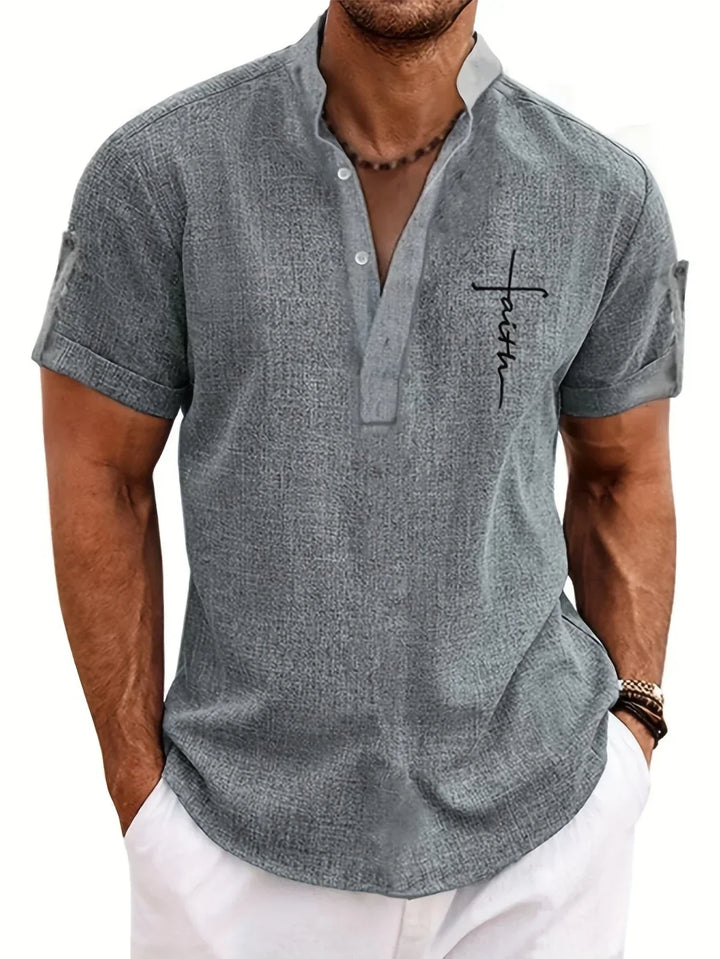 Laurent™ | Chemise Élégante À Manches Courtes Et Col Montant