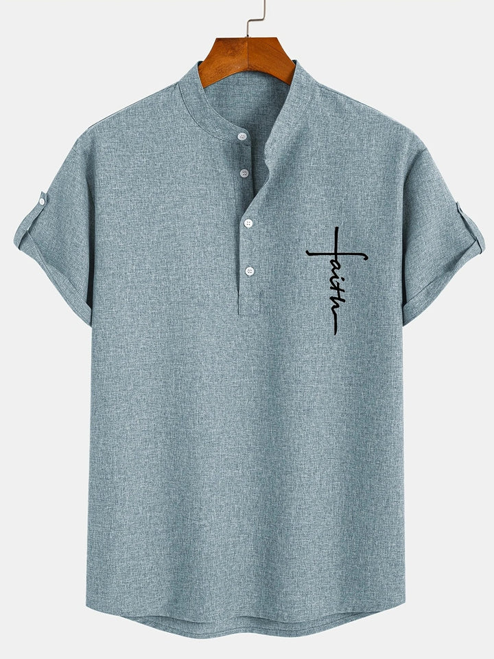 Laurent™ | Chemise Élégante À Manches Courtes Et Col Montant