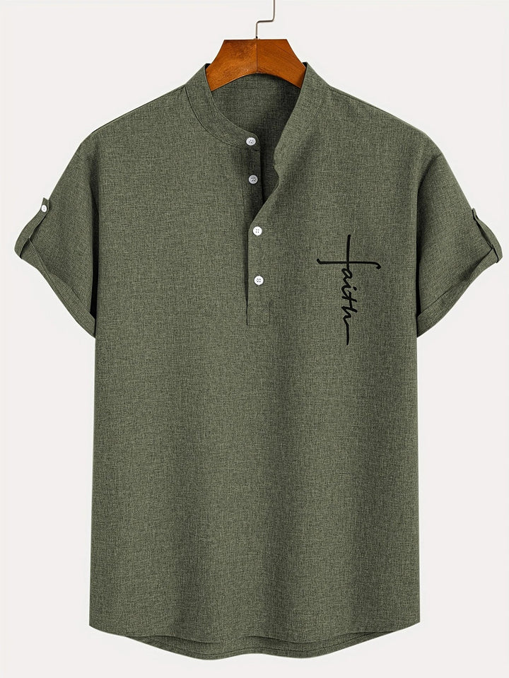 Laurent™ | Chemise Élégante À Manches Courtes Et Col Montant