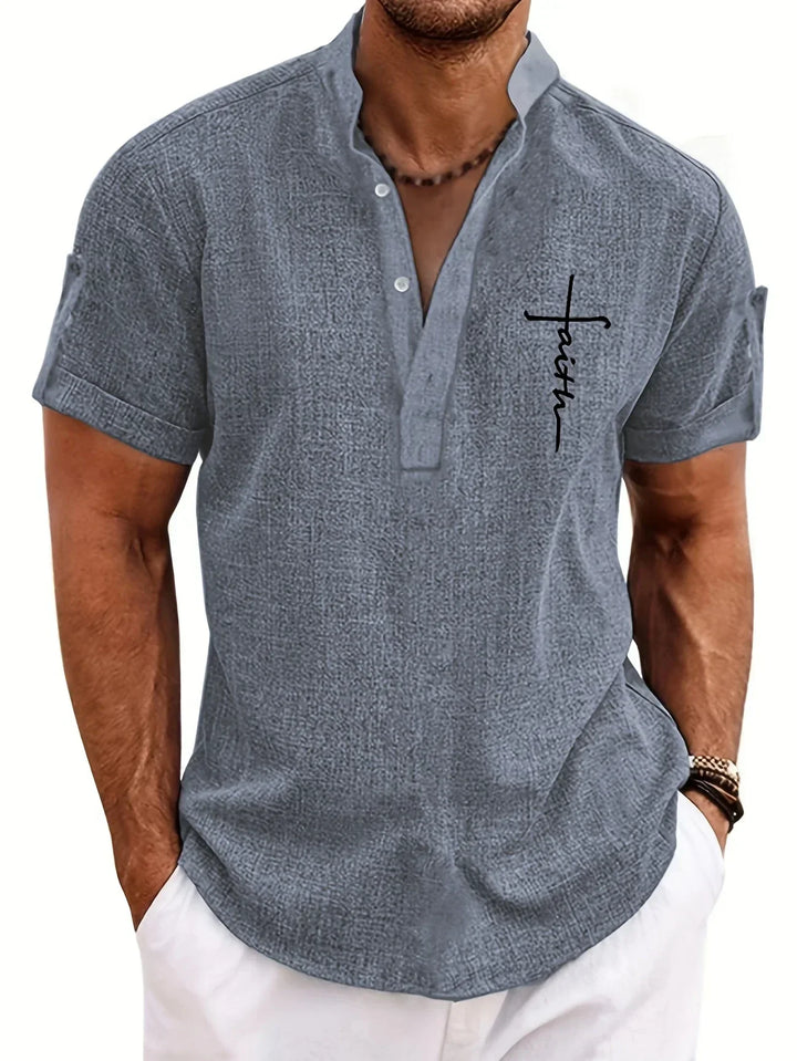 Laurent™ | Chemise Élégante À Manches Courtes Et Col Montant
