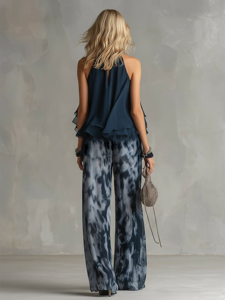 Roxane™ | Ensemble Chiffon Élégant Col Montant