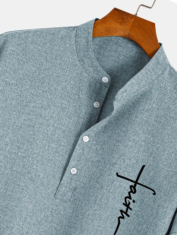Laurent™ | Chemise Élégante À Manches Courtes Et Col Montant