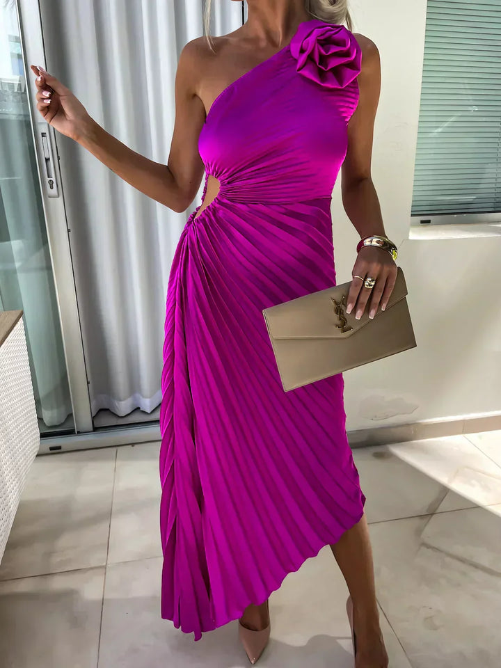 Eya™ | Élégant Robe Maxi Fleurie à Une Épaule