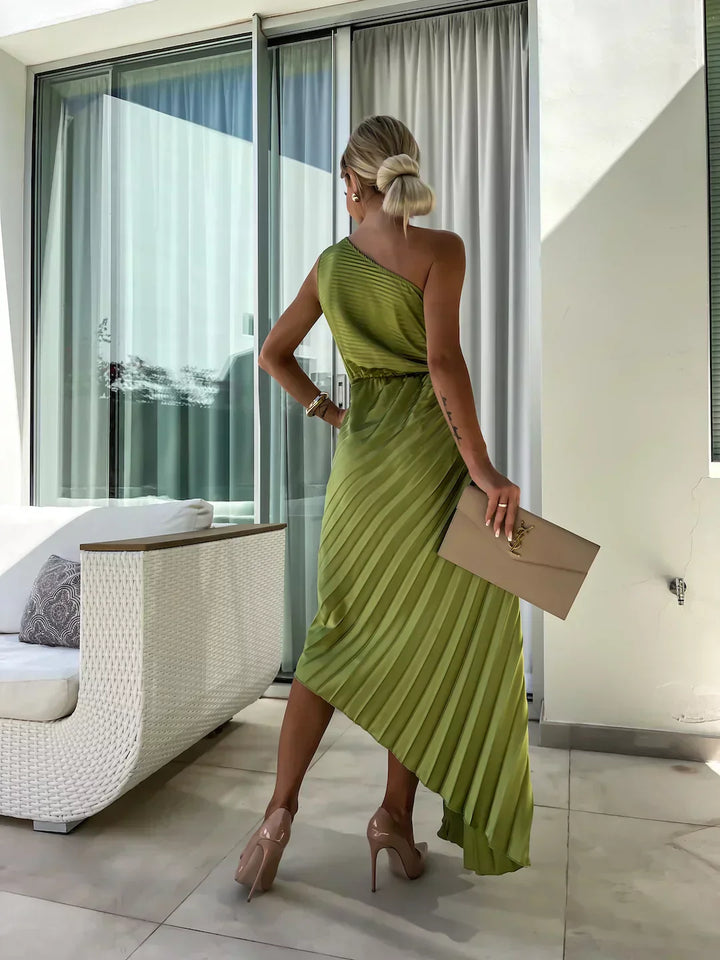 Eya™ | Élégant Robe Maxi Fleurie à Une Épaule