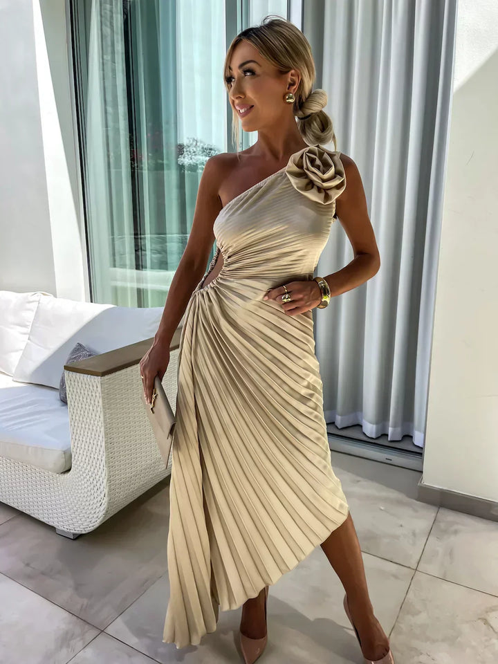 Eya™ | Élégant Robe Maxi Fleurie à Une Épaule