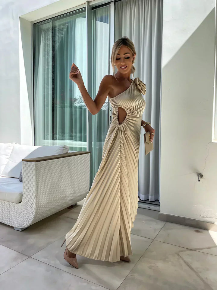 Eya™ | Élégant Robe Maxi Fleurie à Une Épaule