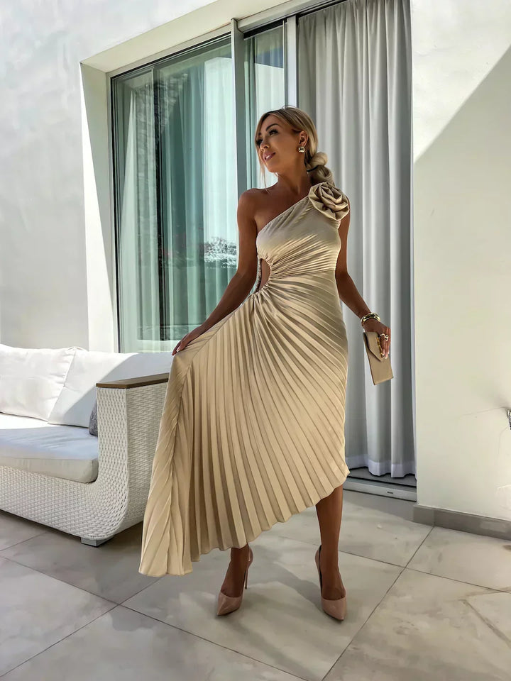 Eya™ | Élégant Robe Maxi Fleurie à Une Épaule