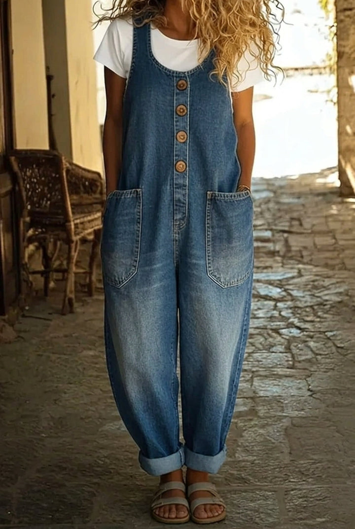 Florence™ | Salopette En Denim Coton Vintage Délavé