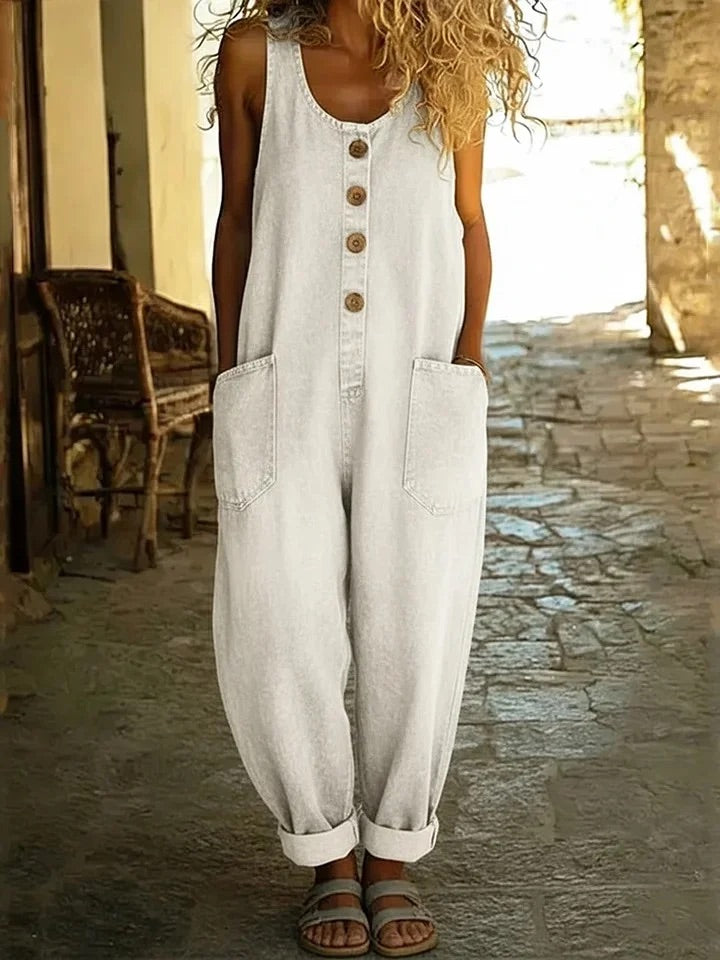 Florence™ | Salopette En Denim Coton Vintage Délavé