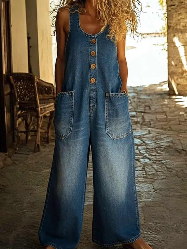 Florence™ | Salopette En Denim Coton Vintage Délavé